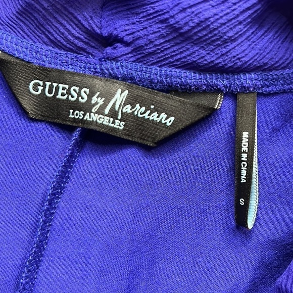 Marciano silk royal blue plunging V-neck woman’s bodysuit size small - Picture 6 of 6